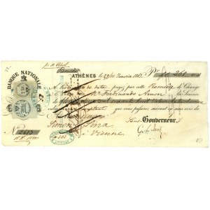 Greece National Bank of Greece Athens Bill of Exchange 268 Florins 1863