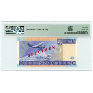 Lithuania 10 Litu 2001 Specimen PMG 65 EPQ Gem UNC