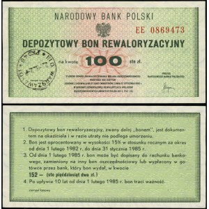 Polska, depozytowy bon rewaloryzacyjny na 100 złotych, 1982