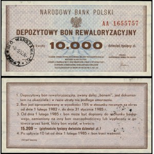 Poľsko, poukážka na precenenie vkladu na 10 000 zlotých, 1982