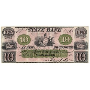 USA, 10 Dollars, New Jersey, State Bank at New-Brunswick