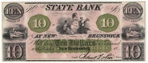 USA, 10 Dollars, New Jersey, State Bank at New-Brunswick