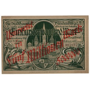 Zabrze (Hindenburg), 100.000 mk PRZEDRUK na 5 mln mk 1923 - z numerem