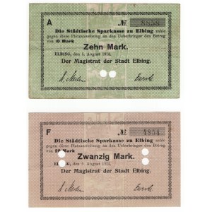 Elbląg (Elbing), 10 i 20 marek 1914 - zestaw 2 sztuki