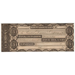 USA, 5 Dollars, The Bank of Windsor, Vermont ~ 1830