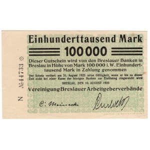 Vroclav (Breslau), 100 000 mariek 1923