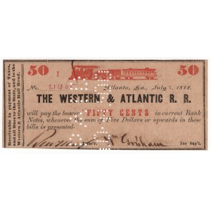 USA, 50 cents 1862, Western & Atlantic Rail Road - Atlanta, Georgia
