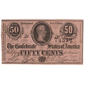 USA, 50 cents 1864, The Confederate States of America - black numerator