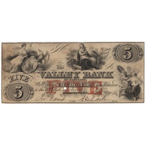 USA, 5 dollars 1855, The Valley Bank - Hagerstown, Maryland