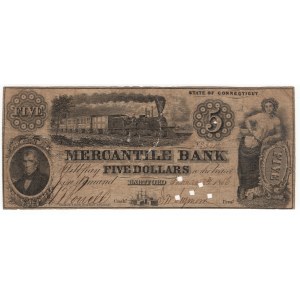USA, 5 dollars 1856, The Mercantile Bank - Hartford, Connecticut