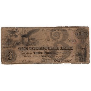 USA, 3 dollars 1850, The Cochituate Bank - Boston, Massachusetts