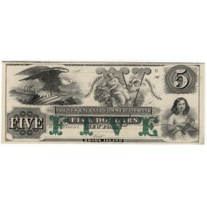 USA, 5 dollars, New England Commercial Bank, Newport, Rhode Island