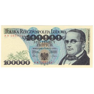 Poľsko, III RP, 100 000 PLN 1990, séria AA