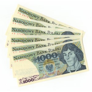 Polen, PRL, 1 000 Zloty 1982, Serie (FN,KA,KB,FC,ET,FP) - Satz zu 6 Stück