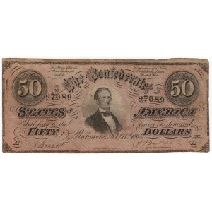 Stany Zjednoczone Ameryki, 50 dolarów 1864, The Confederate States of America, Richmond