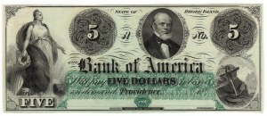 USA, 5 dollars, The Bank of America - Providence, Rhode Island