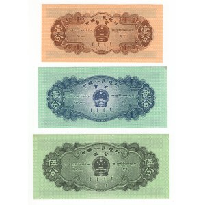 Chiny, (5 fen, 2 fen, 1 fen) 1953 - zestaw 3 sztuk