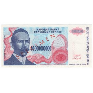 Bośnia i Hercegowina, 10 miliardów dinarów 1993 - SPECIMEN 0401