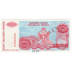 Bośnia i Hercegowina, 10 miliardów dinarów 1993 - SPECIMEN 0401