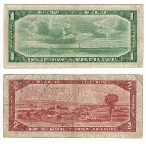 Kanada, 1 i 2 dolary 1954 - zestaw 2 sztuk