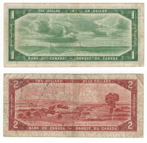 Canada, $1 and $2 1954 - set of 2 pieces
