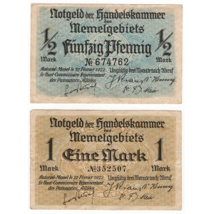 Litwa, Memel (Kłajpeda), (1 marka, 1/2 marki) 1922 - zestaw 2 sztuk