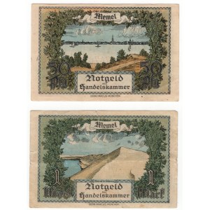 Litwa, Memel (Kłajpeda), (1 marka, 1/2 marki) 1922 - zestaw 2 sztuk