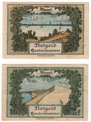 Litwa, Memel (Kłajpeda), (1 marka, 1/2 marki) 1922 - zestaw 2 sztuk