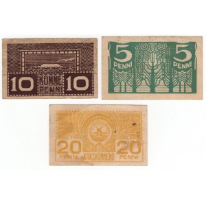 Estonia, 20 penni, 10 penni, 5 penni - set of 3 pieces