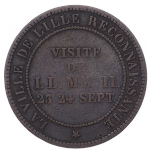 Francúzsko. Medaila na pamiatku návštevy Napoleona III. v Lille, 1853
