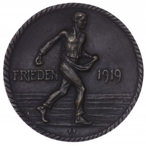Medal, by Jan Wysocki, cast bronze - FRIEDEN 1919