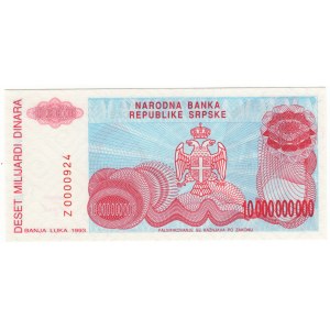 Bosna a Hercegovina, 10 miliard dinárů 1993, série Z - náhrada
