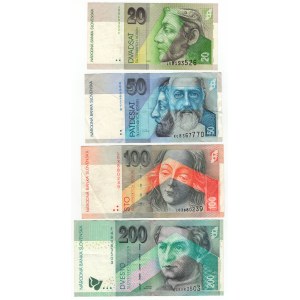 Słowenia, (200, 100, 50, 20) korun - zestaw 4 sztuk