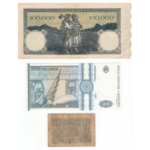 Romania, (100,000, 500, 1) lei - set of 3 pieces