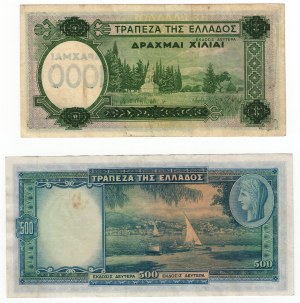 Greece, (1000, 500) drachmai 1939 - set of 2 pieces
