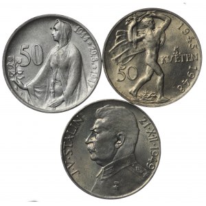 Czechoslovakia, 50 crowns 1947,1948,1949 - set of 3 pieces