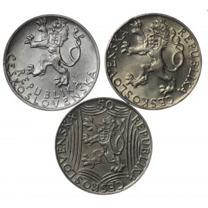Czechoslovakia, 50 crowns 1947,1948,1949 - set of 3 pieces