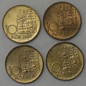 Czechoslovakia, 10 crowns 1990, 1991 2 x 1993 - set of 4 pieces