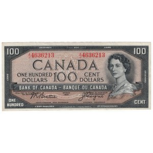 Kanada, 100 dolarów 1954, podpisy Beattie & Coyne