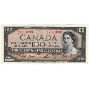 Kanada, 100 dolarów 1954, podpisy Lawson & Bouey