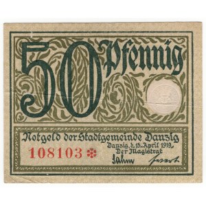 Danzig (Danzig), 50 pfennig 1919
