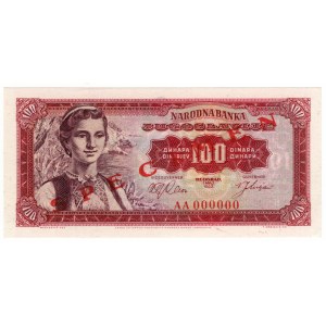 Jugosławia, 100 dinara 1963 SPECIMEN