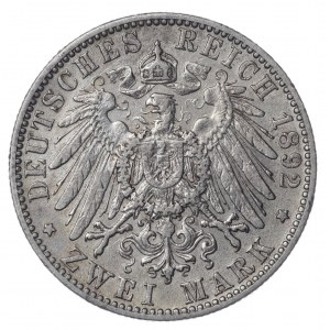 Germany, Kingdom of Württemberg, 2 marks 1892 F