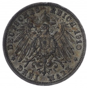 Niemcy, Badenia, 3 marki 1910 G, Karlsruhe