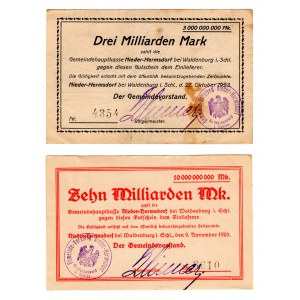 Waldenburg (Waldenburg), 10 billion marks 1923 / 3 billion marks 1923 - set of 2 pieces