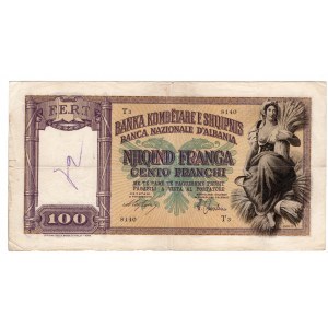 Albania, 100 franga , bez daty (1940), seria T3 - włoska okupacja