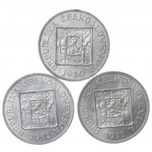 Czechoslovakia, 10 crowns 1930, 1931, 1932 - set of 3 pieces