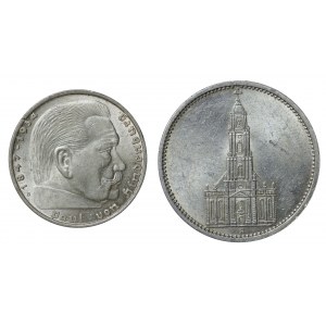 Niemcy, III Rzesza, 2 marki 1938 i 5 marek 1935 - zestaw 2 sztuk