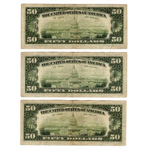 Stany Zjednoczone Ameryki, 50 dolarów 1981 (Dallas, Chicago, Cleveland) - zestaw 3 sztuk
