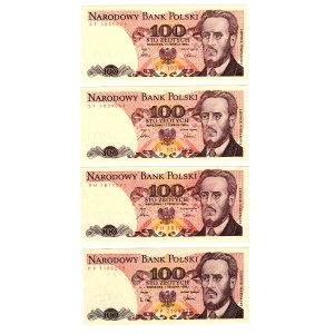Polska, PRL, 100 złotych 1986,1988, seria SF, SF, PH, PP - zestaw 4 sztuk